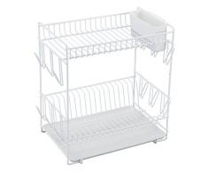 Sauvic Escurreplatos Epoxi Grande, Acero con Recubrimiento plástico anticorrosivo de Color Blanco, 43x25x41.5 cm