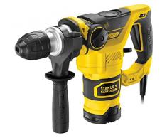 STANLEY FME1250K-QS - Martillo SDS+ 1250W y 3,5J de fuerza de impacto. Reversible y electrónico. 0-850rpm. 0-4100ipm. 3 posiciones: rotativo, percutor, picador. 32mm de capacidad de perforación. Maletín, empuñadura secundaria