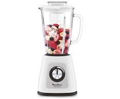 Moulinex Blendforce Cristal LM430110 Batidora vaso de cristal 800 W, 4 cuchillas con función pica hielos, 3 velocidades, limpieza fácil y jarra de cristal termoresistente de 1.75 litros