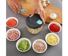 Picadora Manual de Alimentos con Cuerda,Picador de Verduras,Picadora de Carne Manual,Comida Cortador Mano Cebolla Ajo Zanahoria,Multiusos Cocina Útiles,Batidora,Food Chopper Onion,Garlic Cutter 900ML