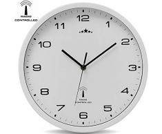 Reloj de Pared Radiocontrolado Reloj de Cuarzo Analógico 31 cm Ajuste de Hora Automático - Blanco