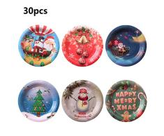 30 platos de papel, platos de papel desechables de Qintaiourty para Navidad, suministros para fiestas de Navidad, decoración del hogar, juego de vajilla creativo y respetuoso con el medio ambiente