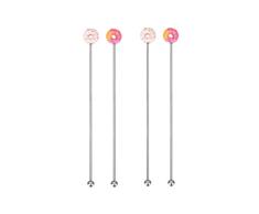 TOYANDONA Agitadores de cóctel de acero inoxidable 4pcs palos de swizzle agitadores de bebidas de café donut para bar en casa