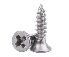 200 pcs M3 Tornillos Autorroscantes 304 Acero Inoxidable Cabeza de Cacerola Tornillos Autoperforantes Surtido Kit(Cabeza plana)