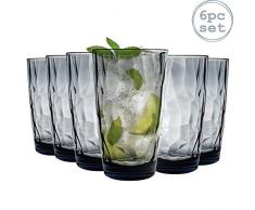 Bormioli Rocco Diamond Blue Vasos Altos, Azul océano, 85.2 mm