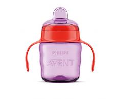 Philips Avent SCF551/03 - Vaso con boquilla de silicona para niña, válvula antigoteo, sin BPA, para bebe de 6 meses, 200 ml, color rosa