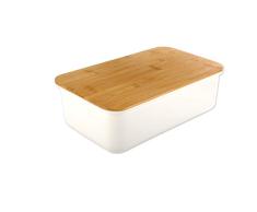 Gräfenstayn® Caja para el Pan con una Tabla de Cortar integrada como Tapa (38,5 x 22 x 13cm) Hecha de bambú/Caja para el Pan de 2 Piezas