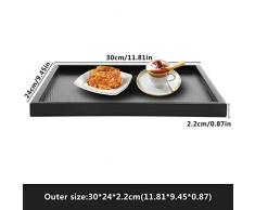 TOPINCN Bandeja de Servir de Madera Maciza Forma Rectangular Té Café Bebidas Plato Snack Comida Comidas Desayuno Restaurante Bandeja Comedor Vajilla(30 * 24)