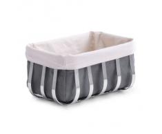 Zeller 27318 - Panera metálica con cesto de Lona (22 x 15 x 11 cm), Color Cromado, Gris y Blanco