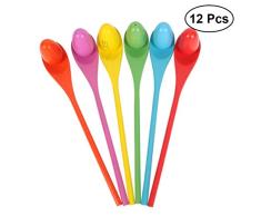 YeahiBaby Juego de Carreras de relevos 12pcs Huevo y Cuchara para Fiestas Cumpleaños Familia Salidas (Color Surtido)
