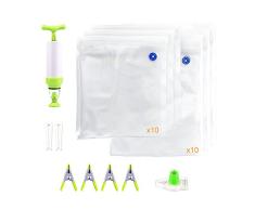 Locisne Sous Vide Bags Kit para Anova Joule 20pcs 2 tamaños BPA Free Vacuum Sous Vide Bolsas selladas+1 bomba manual+2 bolsas de sellado de bolsas+4 Sous Vide Clips+1 sellador de botellas de vino