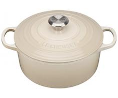 LE CREUSET Evolution Cocotte con Tapa, Redonda, Todas Las Fuentes de Calor Incl. inducción, 4,2 l, Hierro Fundido, Beige Cream, 24 cm