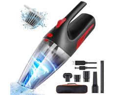 Aspirador de Mano, Aspiradora de Mano con 120W/4500PA, Seco y Húmedo, Lavable HEPA Filtro, Carga Rápida USB, Tres Boquillas, Luces Led, Elección Perfecta para Oficina Hogar y Coche.