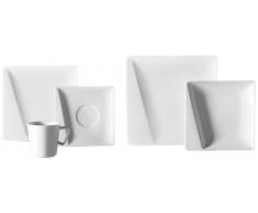 Mäser Domestic Professional Quadro Pi - Servicio completo, 20 piezas, incluye 4 tazas de café, 4 platillos de café, 4 platos de postre, 4 platos llanos y 4 platos hondos, color blanco