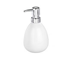 Wenko Polaris Dosificador Jabón 0.39 L, Cerámica, Blanco, 9x9.5x16 cm