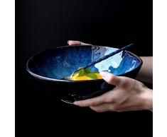 Gweat Estilo Japonés Azul Retro Vajilla De Cerámica Creativo Ramen Tazón Grande Sopa Cuenco De Ensalada De Fruta (Tamaño : S)