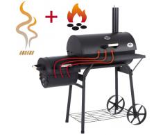 Ultranatura Barbacoa y Ahumador de Carbón Denver, Barbacoa de Carbón con 2 Cámaras de Combustión, Ahumador de Carbón a Ruedas Aprox. 119 x 66 x 135 cm