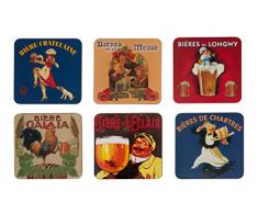 Cartexpo 70821 - Juego de 6 Posavasos (Madera y Corcho), diseo de Cervezas