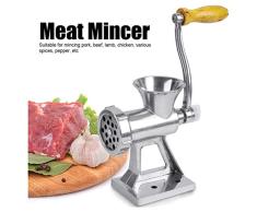 Calayu - Picadora de carne manual con discos perforados y embudo para embutir salchichas, manivela de cocina de acero inoxidable