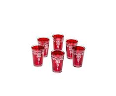 Copas de té decoradas orientales Set 6 copas Andalous Rojo claro | Cristales de té marroquí 6 colores decoración oriental | 6 x vasos de té de Marruecos Oriental decorado | diferentes modelos