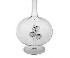 Jarra redonda de cristal transparente, garaffa, botella, decantador de vidrio claro y soplado a boca con dos frambuesas de cristal claro, rellenable, capacidad 0,5 litro, altura 28 cm, disegnano y fabricado por la Oberstdorfer Glashütte