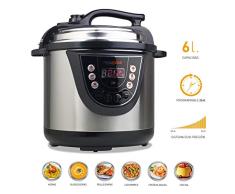NEWCOOK Olla Programable Newcook 3D Ollas a Presión Eléctrica, 10 Menús, 1000W, Capacidad 6L, Programable 24 h, Preserva el Calor, Efecto Presurización, Sistema Duopresión, Cubeta 100% Antiadherente