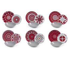 Excelsa - Vajilla Mandala Red de 18 piezas, en porcelana y cerÃ¡mica, multicolor