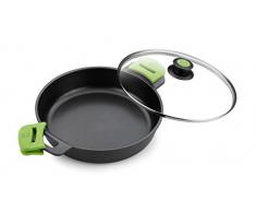 BRA PRIOR - Cacerola baja con tapa de cristal y asas de silicona, apta para todo tipo de cocinas incluida inducciÃ³n y horno, 24 cm
