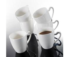MALACASA, Serie Elvira, 6 Piezas Vajillas de Porcelana Juego de Vaso 5 380ml Vaso para Leche Vaso para Te Vaso para Caffe