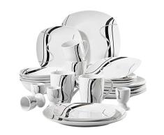 VEWEET Porcelana Fiona 20 Piezas Servicio de combinación vajilla de Porcelana X 4 hueveras 4 Taza de café 350ml, 4 tazones de Cereales,4 Platos de Postre y 4 Placa Plana para 4 Personas