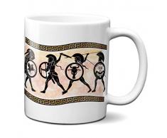 Planetacase Taza Antigua Grecia Soldados hoplitas Atenas Esparta cerámica Griega 330 mL