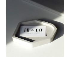 Atelier Ideco - Gris Plato de Hormigón Clave, Decorativo Con Asistencia Bandeja, Exhibición de la Joyería Geométrica, Plato de Jabón, Platillo de Maceta de Cemento Con Drenaje