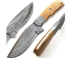 SGMT 9382 Cuchillo de acero de damasco hecho a mano Cuchillo Cuchillo Mango de madera color rosa con funda Chef Cocina Billet Plegable Camping Cubiertos Pesca en casa Bolsillo y otros cuchillos