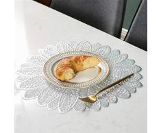 DACHENGJIN Forma de agua 2 PCS girasol hogar PVC de la manera comedor Herramientas Tabla Mantel estilo de Europa de vajilla de cocina cojín Coaster té del café Estera de lugar (plata) DACHENGJIN
