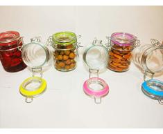 Botes tarros herméticos de cristal 6 unidades colores 125 ml