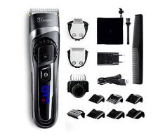 Hatteker Cortapelos Recortador de Barba Hombre Cortar Pelo y Afeitadora Precisión Electrónico Impermeable usb Recargable