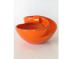 Centro de mesa de barro rojo, hecho a torno alfarero y esculpido a mano despues en forma de nudo central, esmaltado en color naranja, disponible en varios colores. Firmado y etiquetado por nuestro taller artesano. Medidas 16/28cm.