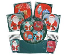 THE TWIDDLERS Vajilla Festiva para Fiesta de Navidad – Disenos Mesa Navidenos - Decoracion Desechable – Cena Vasos, Mantel, Platos y Servilletas