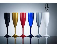 Blanco plástico policarbonato copas de champán, 12 unidades, 6.6oz, catering calidad plástico cristal – reutilización de veces | prácticamente irrompible de la 100 – policarbonato rígida