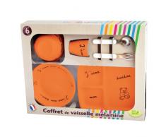 Vajilla de melamina decoración naranja PLASTOREX Lote I love my Doudou - Caja Rectangular grande Modelo