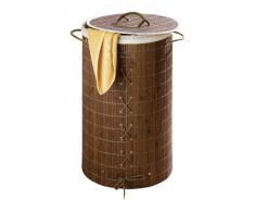 Wenko 17771100 - Cesto para la colada de bambú, con saco para la ropa (Ø 35 x 60 cm, 55 litros), color marrón oscuro