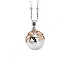 Collar con colgante sonoro y copa rosada decorada con niña