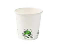 BIOZOYG Tazas Desechables Ecológico Bio degradables I Taza de Papel para Espresso Taza Blanca con EcoUp © Icon, Recubrimiento PLA I 50 Tazas para Bebidas de 100 ml 4 oz