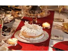 Kitchencraft â Little Red Robin Porcelana Plato para tartas/ â Bandeja para quesos de Navidad, 30 cm (12), color blanco