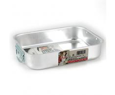 Ollas Agnelli Tostador rectangulares de Esquinas Redondas, sin Cubierta, BLTF Aluminio, con Acabado Mate, Plata, 35x26 cm