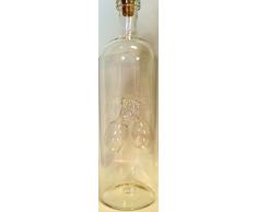 Jarra de cristal transparente, botella, decantador,garaffa de vidrio claro y soplado aboca con dos ciruelas de cristal transparente en el interior, a rellenar, capacidad 0,7 litro y altura ca. 25 cm, diseñado y fabricado por Oberstdorfer Glashuette