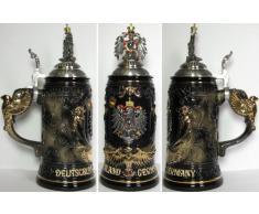 Jarra de cerveza alemana escudo alemán, águila de oro como asa, jarra 0,6 litros