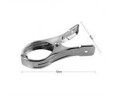 Vicloon Set de 6 Pinzas de Toalla de Playa Clips de Acero Inoxidable, Resistentes al Viento, para la Ropa Pesada y el Lavarse, Plata