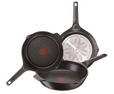 Tefal E215S3A Aroma- Sartenes de aluminio, con Antiadherente para Todo Tipo de Cocinas Incluido Inducción, Negro, 22, 24 y 26 cm, Juego de 3