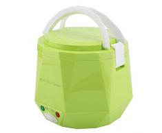 1.3L 24v 180w Fiambrera eléctrica de Camión, Olla arrocera eléctrica Doble hebilla de seguridad Calentadora Almuerzo Eléctrica (Green)